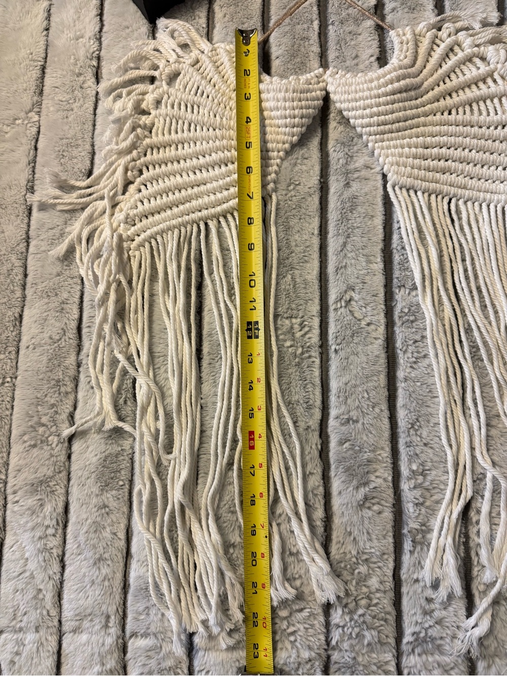 Boho Macramé Fringe Wall Hanging - Cream - Picture 3 of 4